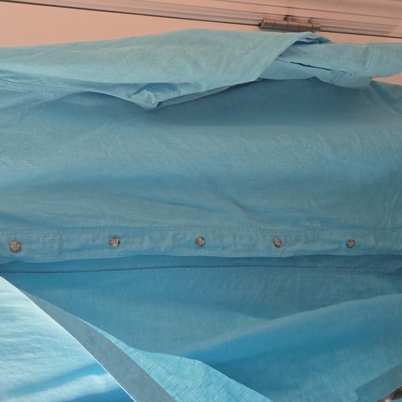 Harve Benard Sky Linen-Cotton Button Down Shirt / Tunic, Size 1X (0913) - Picture 2 of 6